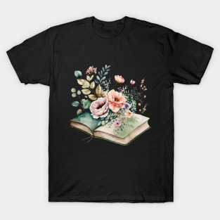 Book lover flowers growing from book T-Shirt